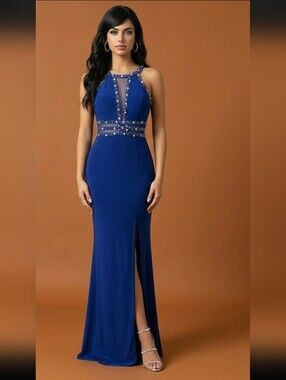 embroidered lace tiered dress Blue Embroidered Long Sleeve Ruffled Tiered Dress